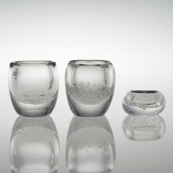 KAJ FRANCK, BOWLS, 3 pcs, glass, signed K. Franck Iittala.