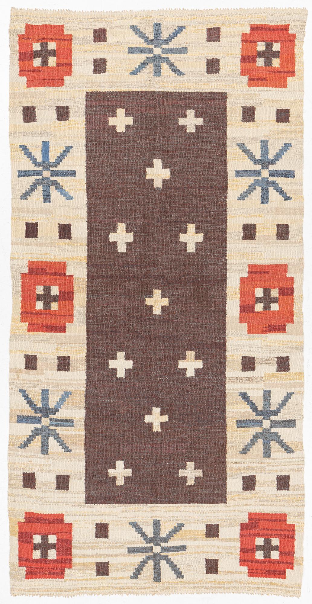 A Swedish flat weave carpet, c 287 x 142 cm.