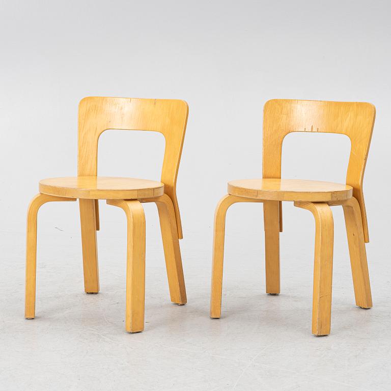 Alvar Aalto, two children's chairs, model N65, Artek, Finland.