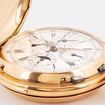 Pocket watch, Grand Complications, Quarter-Hour Repeating Chronograph, Triple-Date Calendar, Moon phase, hunter.