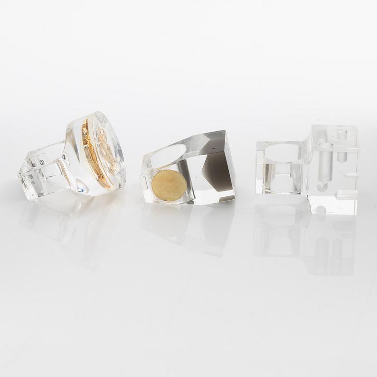 Siv Lagerström, three acrylic rings, 1970s.