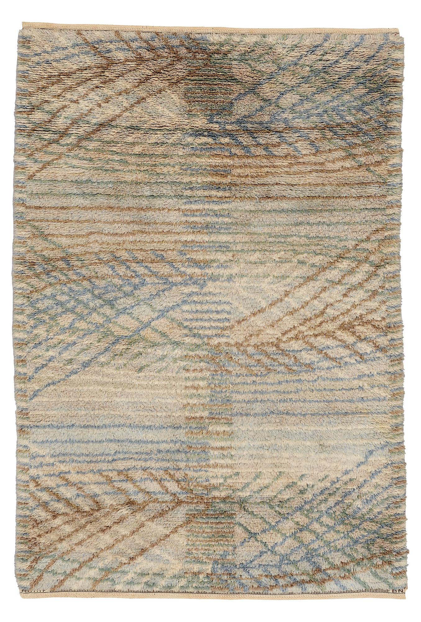 Barbro Nilsson, MATTO, "Marina, ljus", knotted pile, ca 227 x 151 cm, signed AB MMF BN.