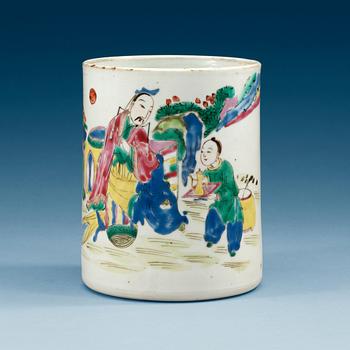 1517. A famille rose brush pot, Qing dynasty, 18th Century.