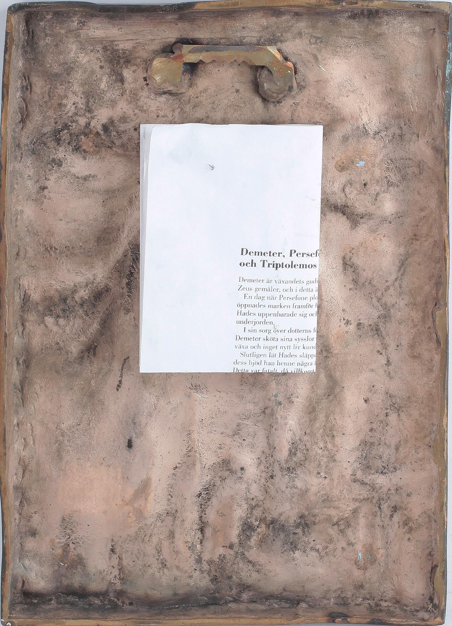 VÄGGRELIEF, brons, Herman Bergmans konstgjuteri.