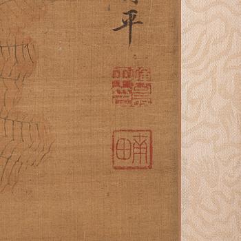 A painting of lotus flowers in Song style, in the style of Yun Shouping (1633-1690), Qing dynasty (1644-1912).