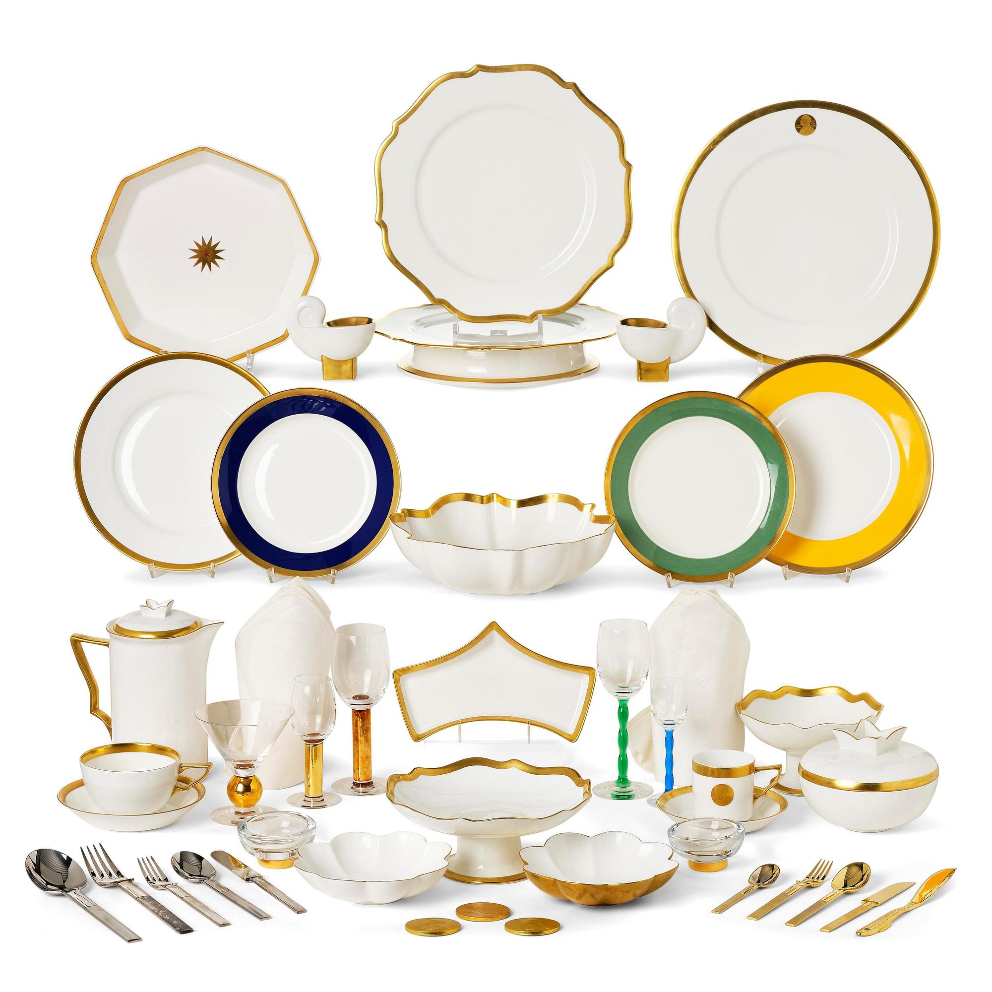 Karin Björquist, Gunnar Cyrén & Ingrid Dessau, a 316-piece “Nobel” service, comprising porcelain, cutlery, glassware and napkins.