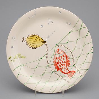 A set of twelve Stig Lindberg 'Löja' creamware plates, Gustavsberg 1948-62.