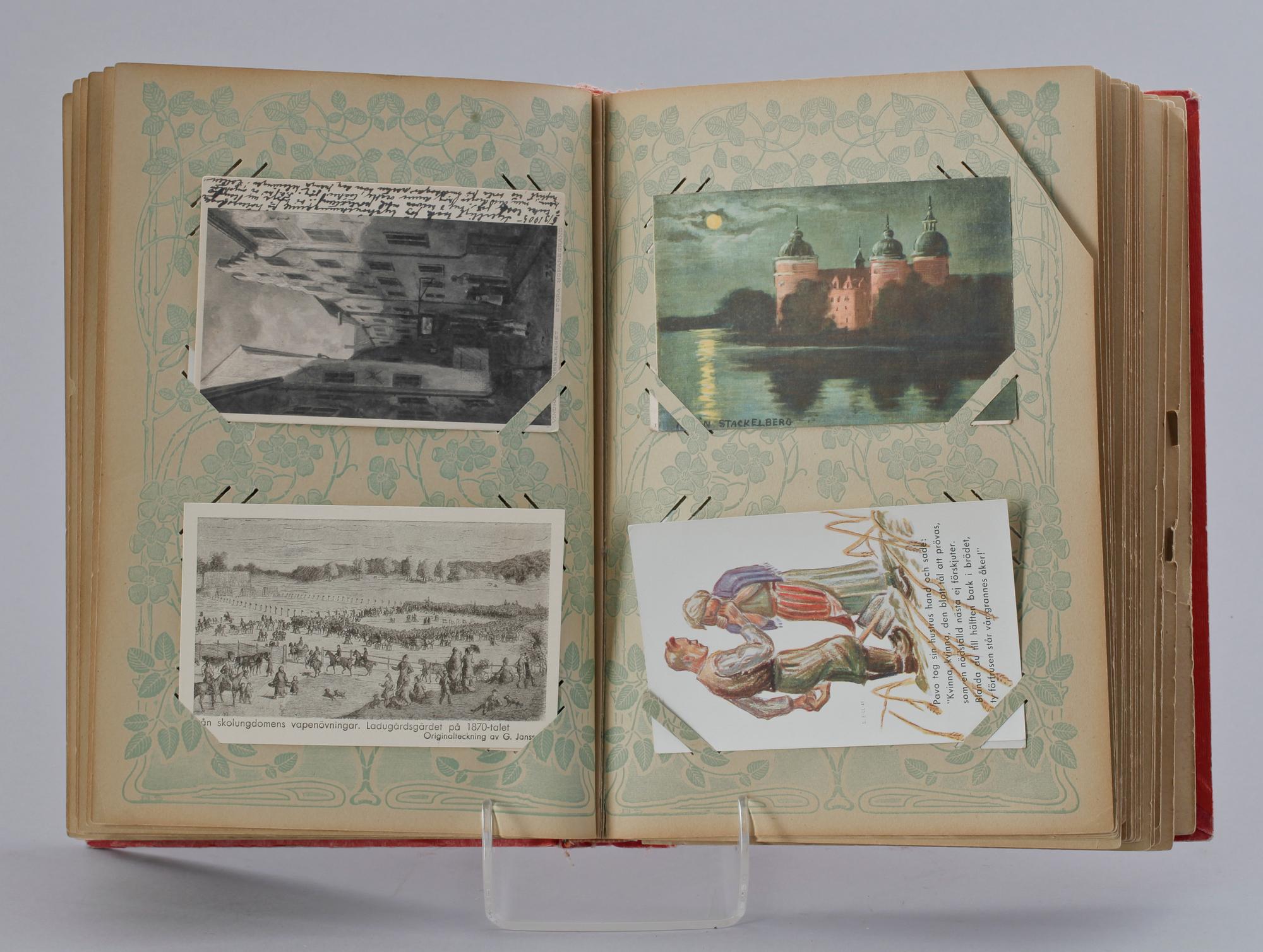 BREFKORTSALBUM MED VYKORT. Ca 180 st, svenska och utländska. Mest tidigt 1900-tal.