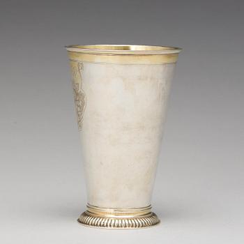 A Baltic 18th century parcel-gilt marriage beaker, mark of Christian Mathias Möring, Reval (1742-1787).