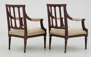 A pair of late Gustavian armchairs, by C. J. Wadström.
