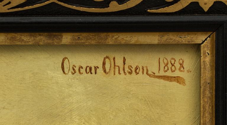 OSCAR OHLSON, olja på pannå, signerad och daterad 1888.