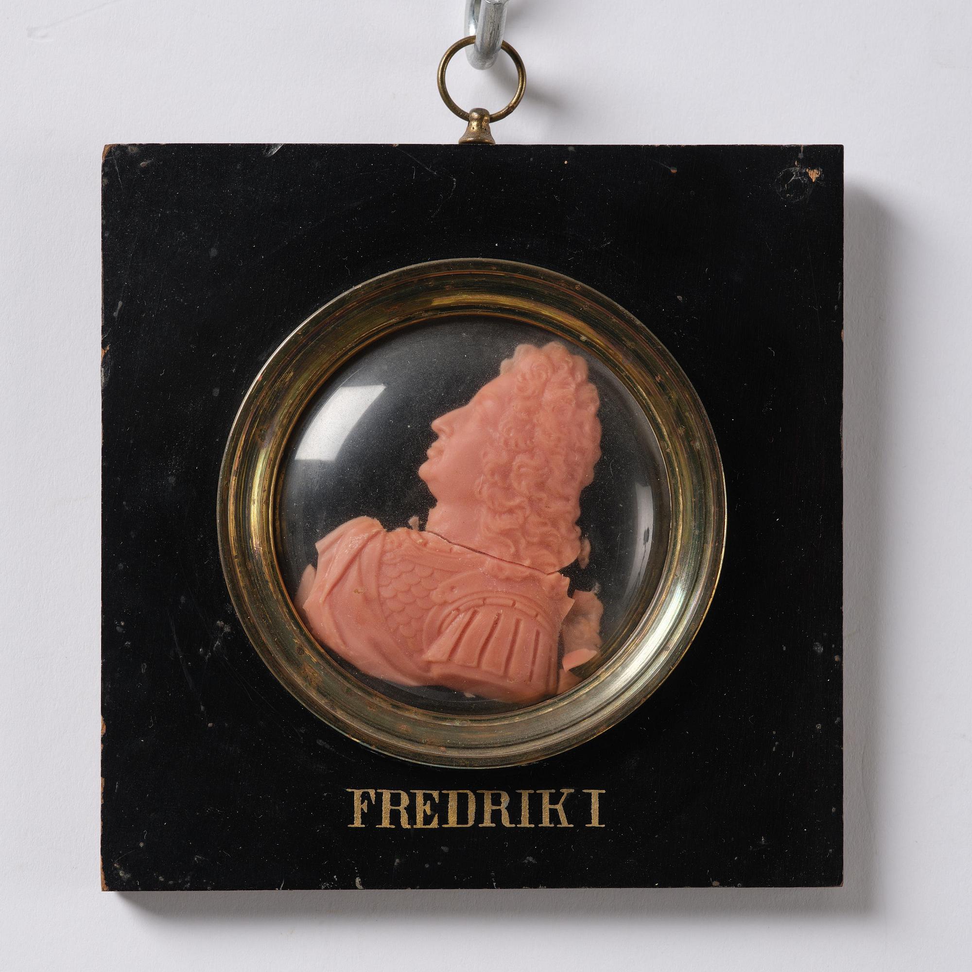 A set of twenty wax portraits of Swedish monarchs, late 19th century.