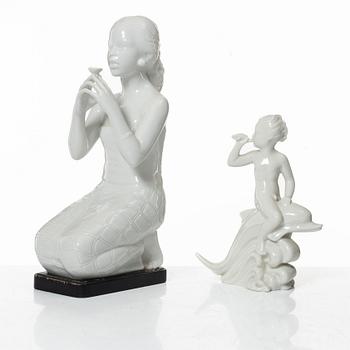 Harald Salomon, Figurines and bowls, 5 pieces, porcelain, Rörstrand.