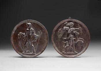 433. A set of two cast iron plaques, Sweden 1920's.