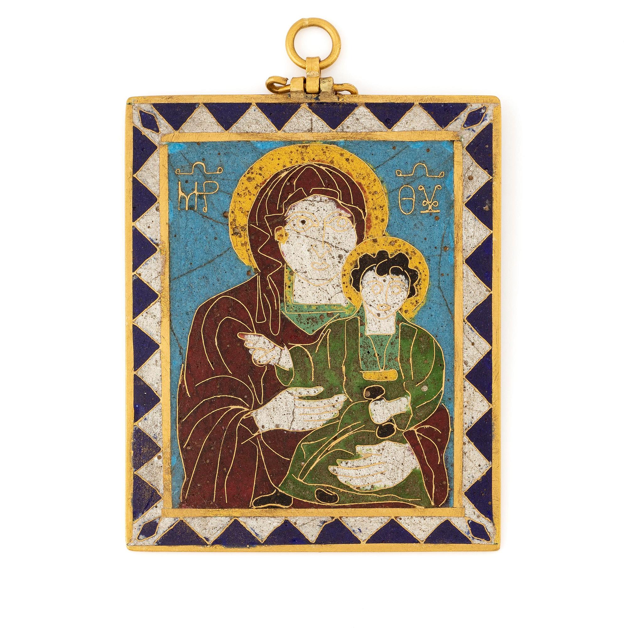 Plaque, guld och cloisonnéemalj, Bysantinsk stil, sentida.