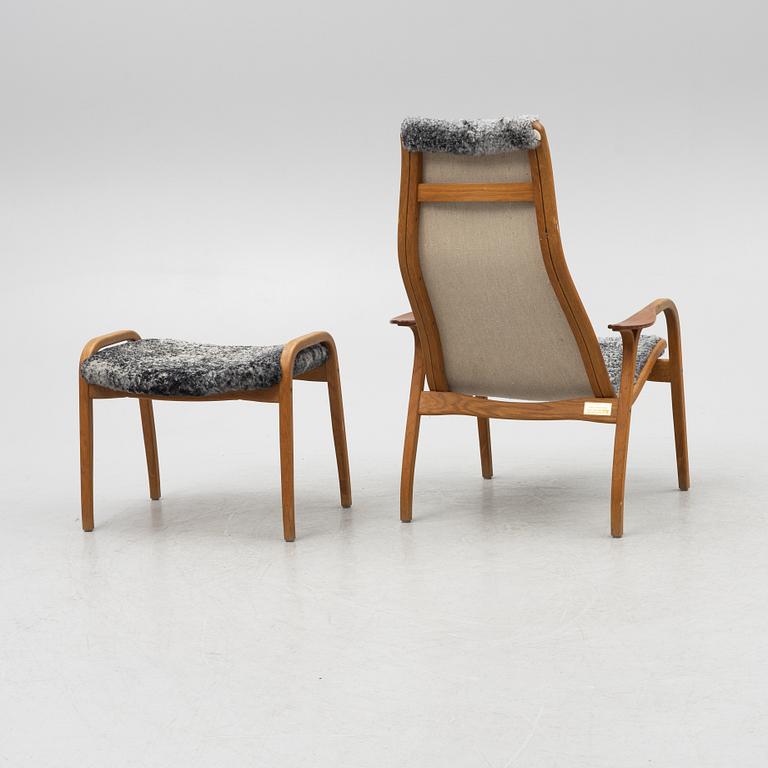 Yngve Ekström, an armchair and a footstool "Lamino", anniversary edition, Swedese.