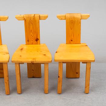 A set of four pinewood chairs, late 20th Century.