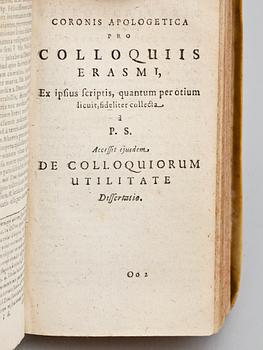 BÖCKER, 2 st sambundna, "Colloquia" av Erasmus av Rotterdam, Leipzig 1670.