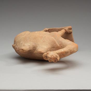 A pottery figure of a Camel, presumably Tang dynasty (618-906).