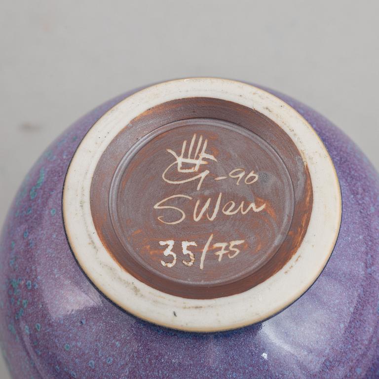 Sven Wejsfelt, a stoneware vase and a bowl, Gustavsbergs Studio 1990.