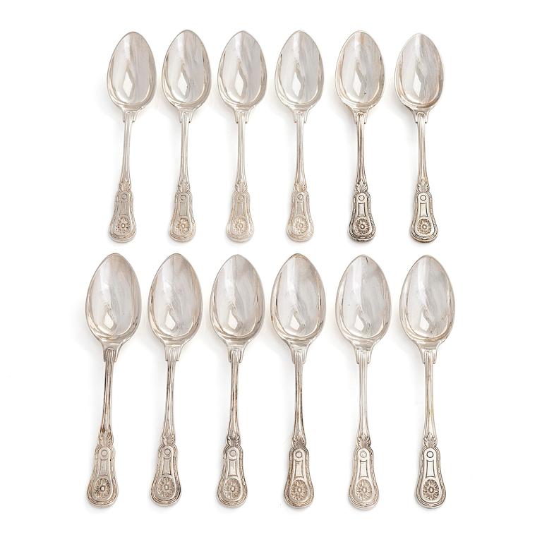 Josef Carl Klinkosch, dessertskedar, 12 st, silver, Wien, 1872-1922.