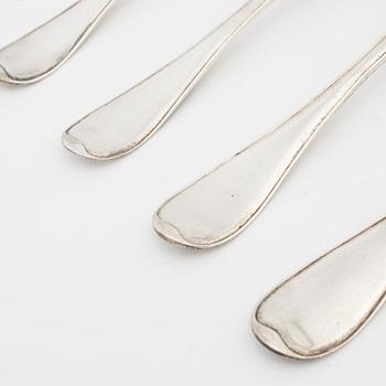 Skedar, 6 st, silver, Anders Brandt, Norrköping 1787 samt Petter Lund, Stockholm 1759.