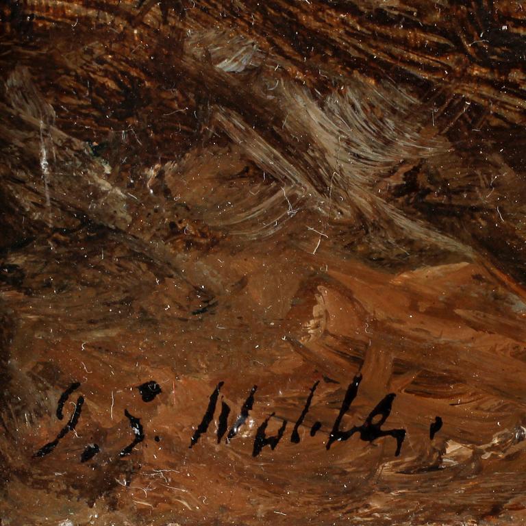 OKÄND KONSTNÄR, olja på duk. England 1800-tal. Bär sign.