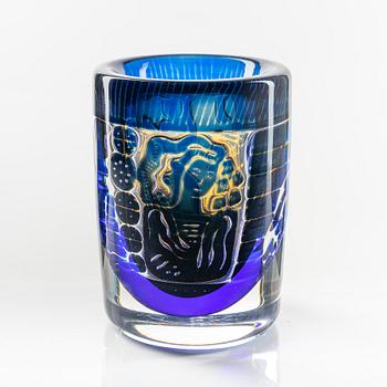 Edvin Öhrström, vas, glas, ariel, "Gondoljären", Orrefors 1976.