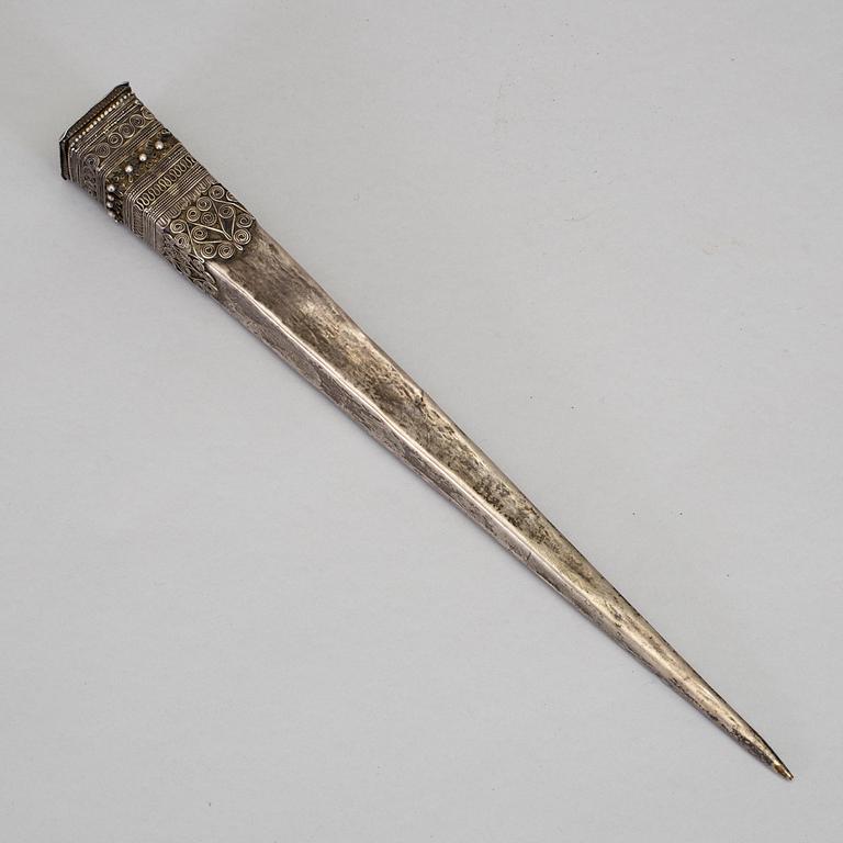 Silver Hairpin and Dagger, silver and bone, Hmong hill tribe, Laos/Burma, late 19th early 20th century.