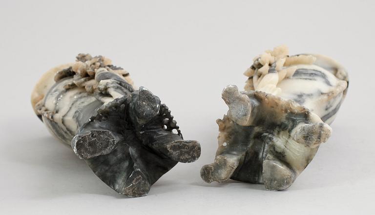 VASER, 1 par, soapstone, Kina, 1800-/1900-tal.