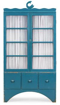 A Carl Hörvik blue painted showcase cabinet, 'Barbro', Nordiska Kompaniet, 1920's.