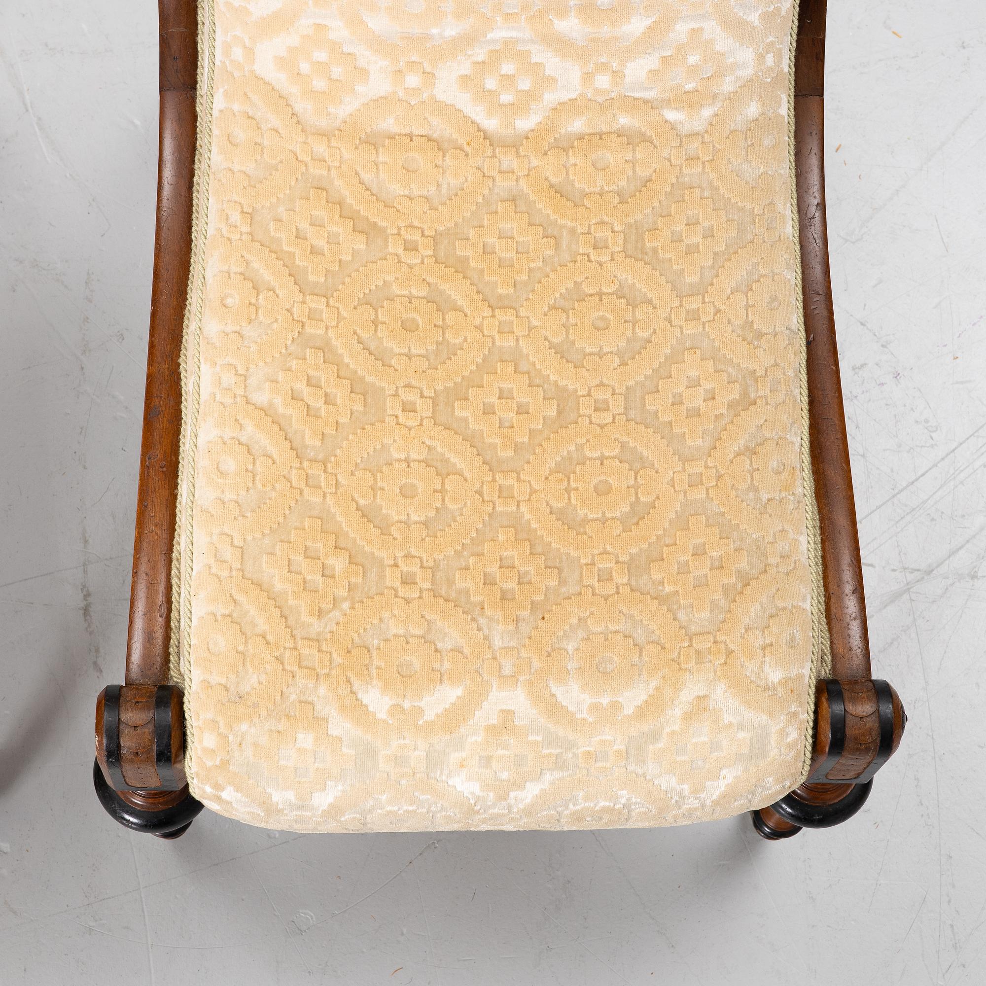 Swan-neck chairs, a pair, circa 1850.