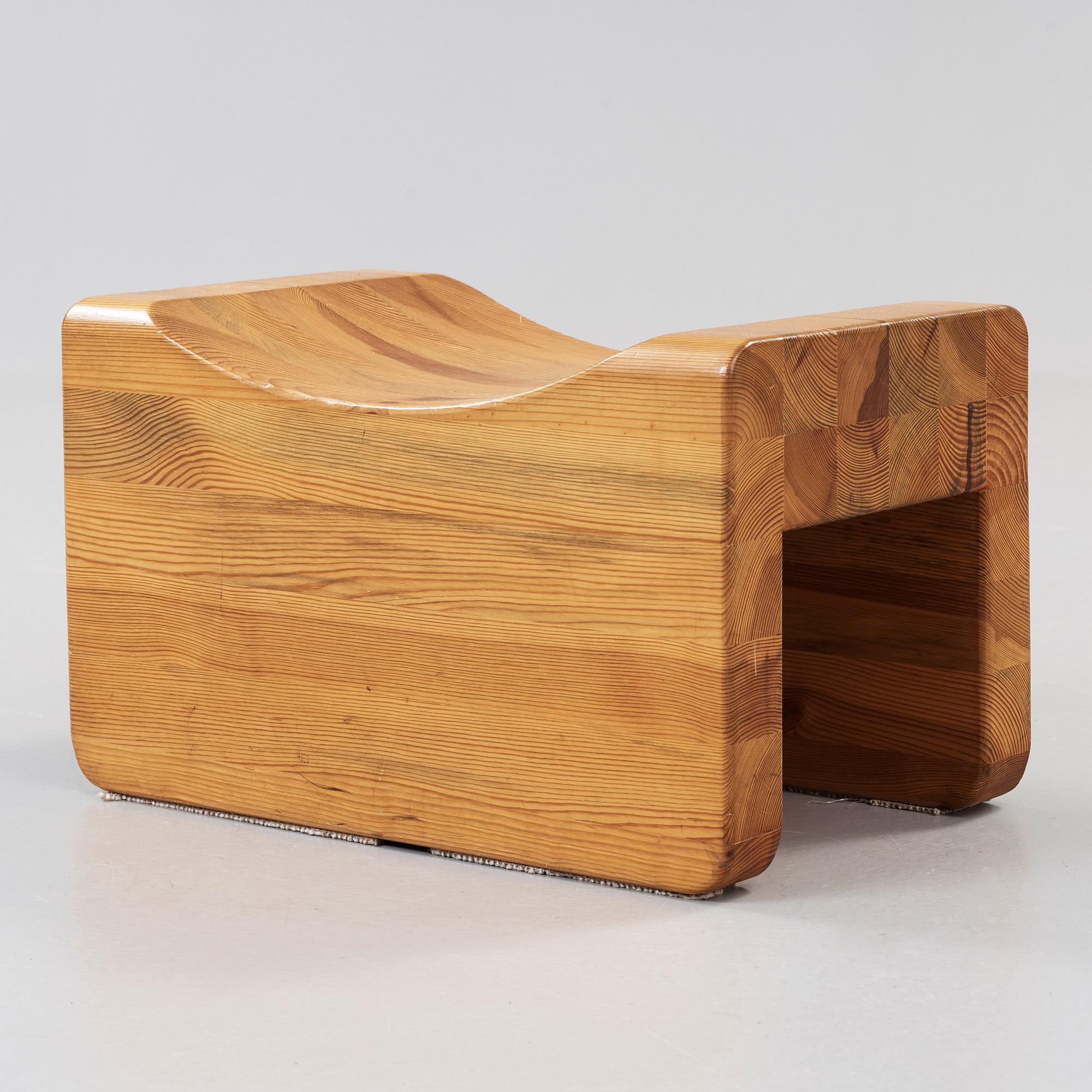 An Axel Einar Hjorth stained pine stool, probably 'Utö', Nordiska Kompaniet Sweden 1930's.