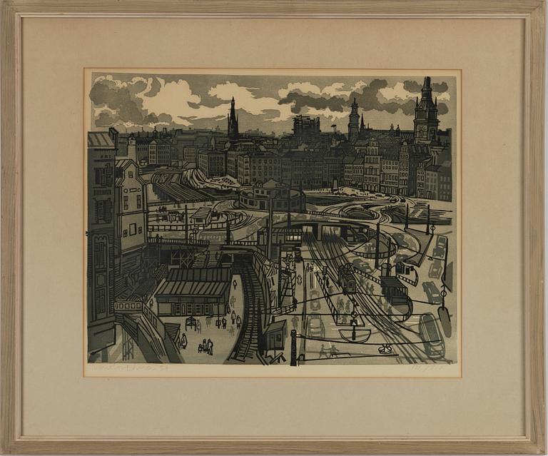 Svenolov Ehrén, woodcut, signed and dated -59, and numbered 131/310.