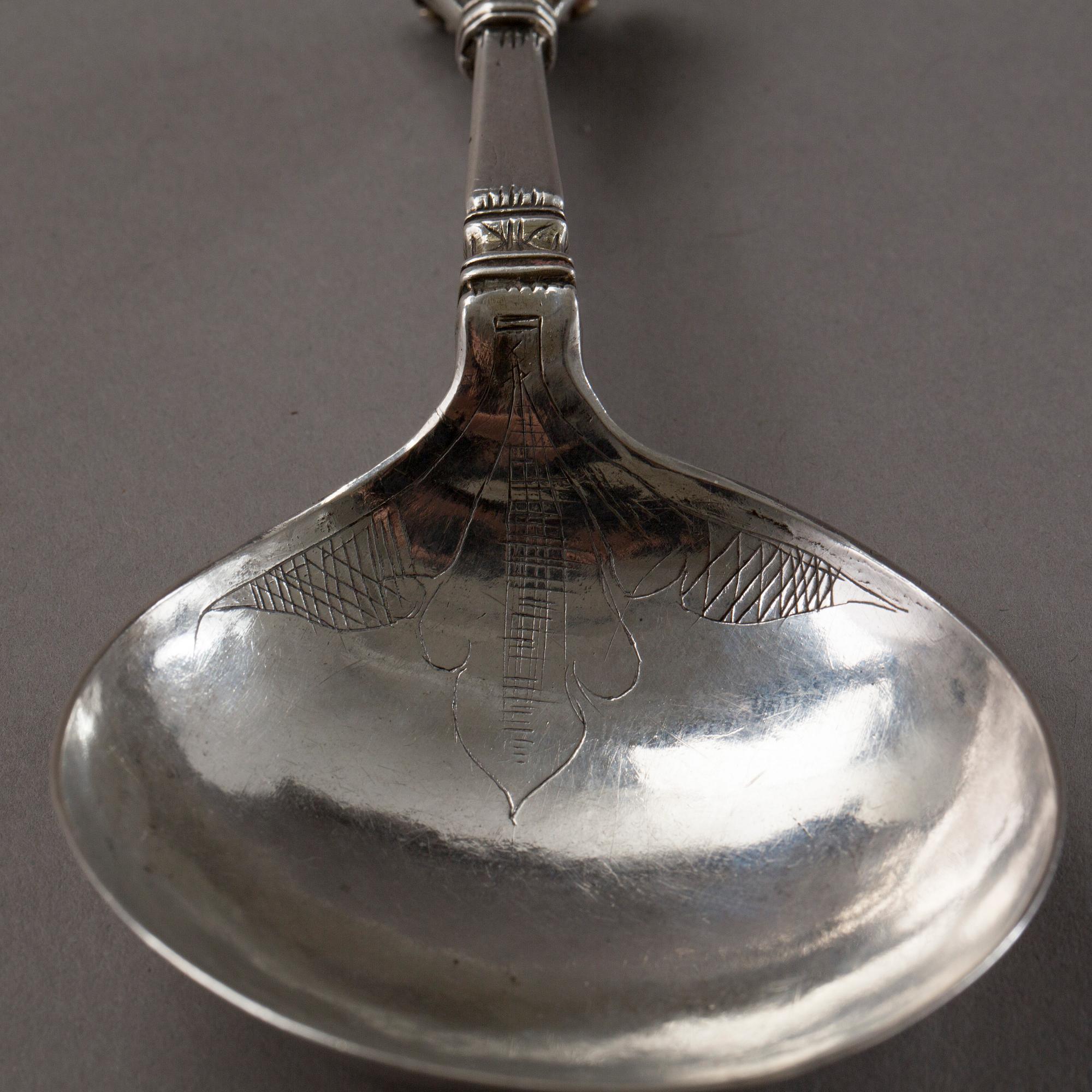 A Scandinavian 16th century silver spoon, unidentified makers mark.