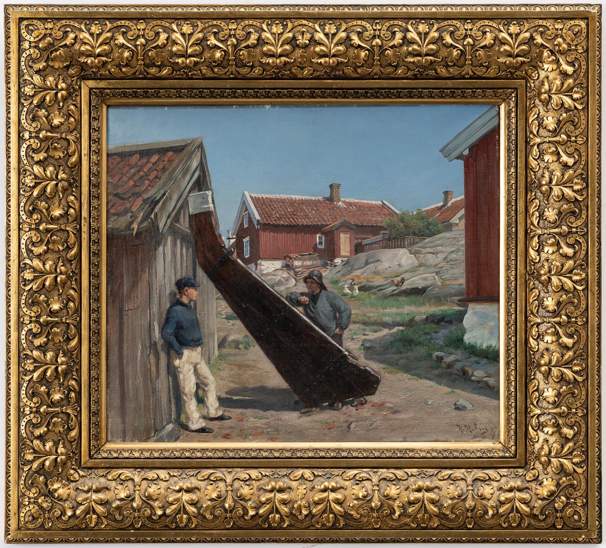Okänd konstnär, 1800-tal, Vid sjöbodarna.