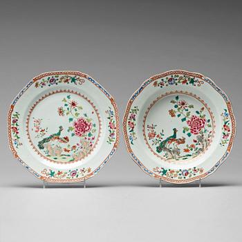 643. A set of ten 'Double Peacock' dishes, Qing dynasty, Qianlong (1736-95).