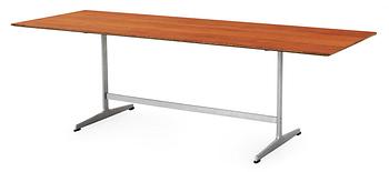 60. Arne Jacobsen teaktop and aluminium sofa table, model 3315 by Fritz Hansen, Denmark 1968.