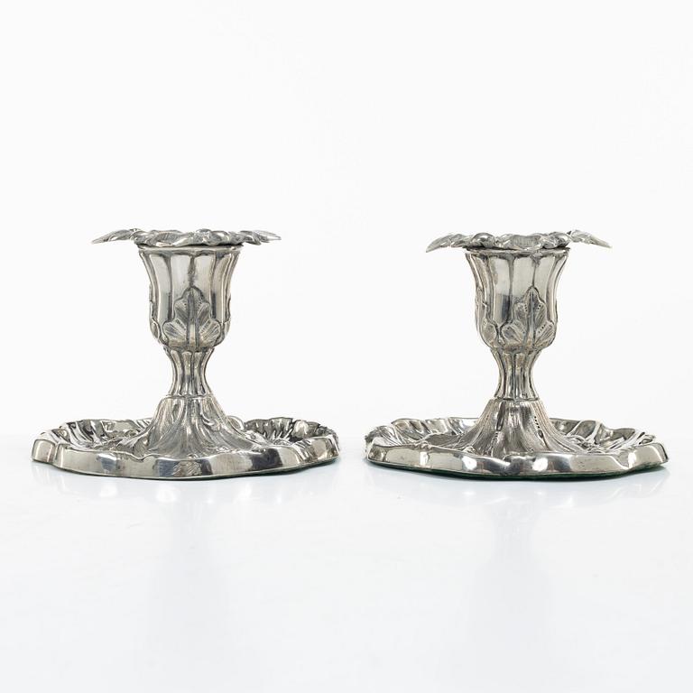 Gustaf Möllenborg, (Féron), ljusstakar, ett par, silver, Stockholm 1851.