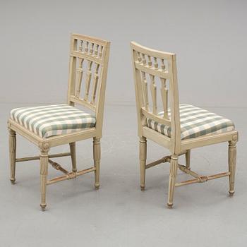 STOLAR, 4 stycken, sengustavianska, signerade Melker Falkberg. Verksam i Stockholm 1806-1822.