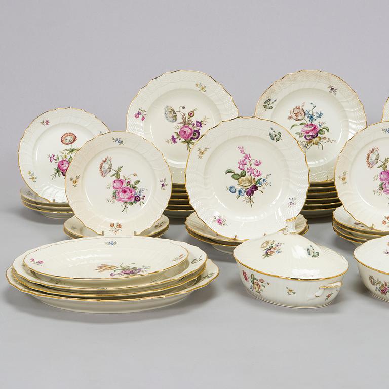 A 71-piece porcelain 'Frijsenborg' dinnerware set, Royal Copenhagen, Denmark.