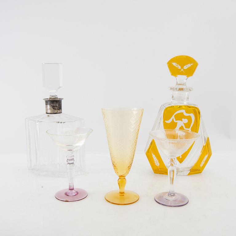 Drink set with ice bucket, cooler, glasses, etc. first half/mid 20th century.