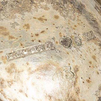 Bägare, 9 st, silver, KG Markströms, Uppsala 1905-1918.