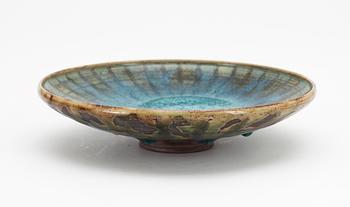 A Wilhem Kåge Farsta stoneware dish, Gustavsberg studio 1951.