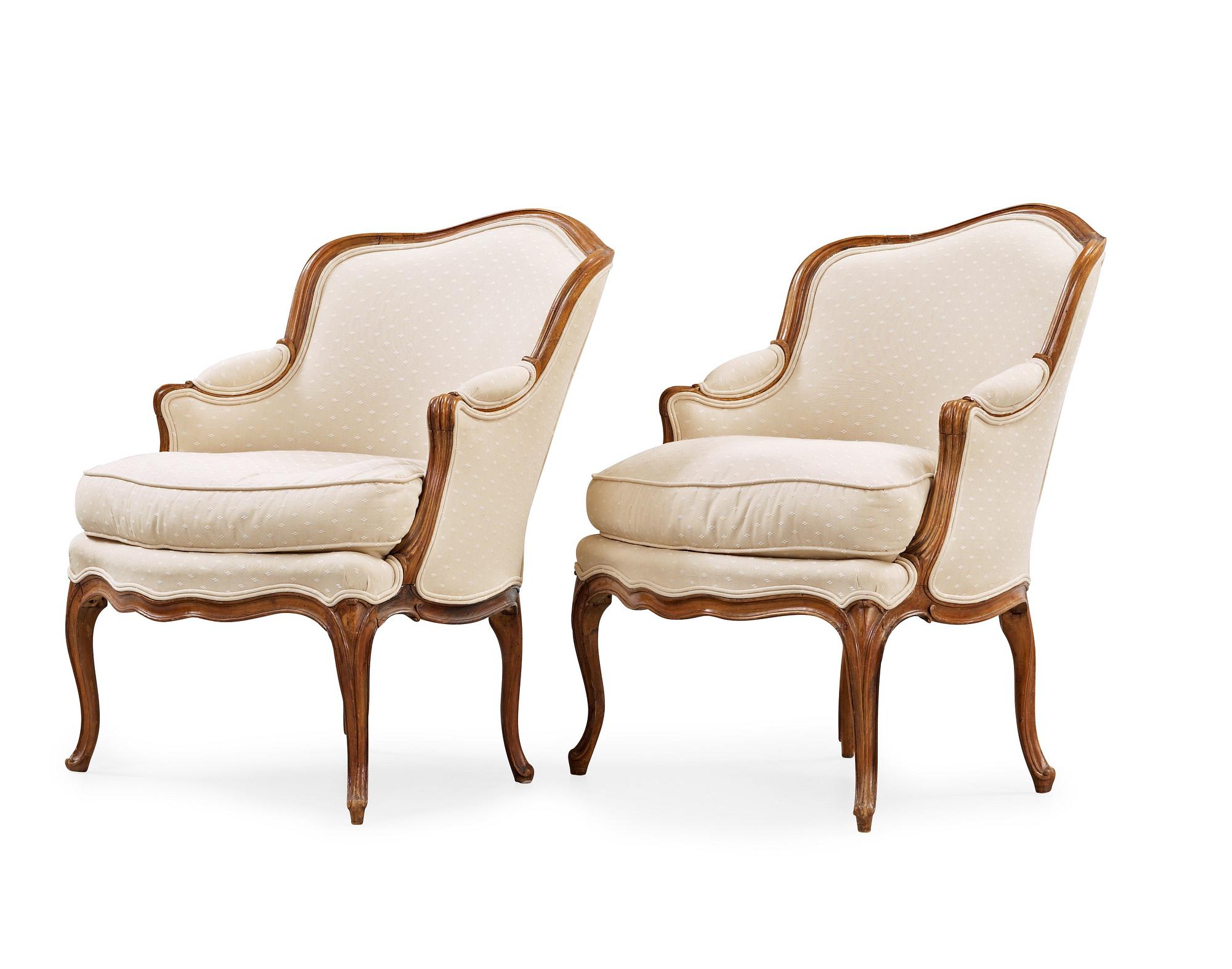 A pair of Louis XV 18th century armchairs.