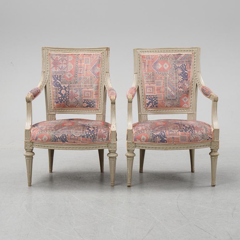 A set of two gustavian armchairs.