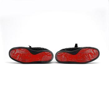 CHRISTIAN LOUBOUTIN, a pair of black suede sneakers, "Louis women's spikes". Size 37.