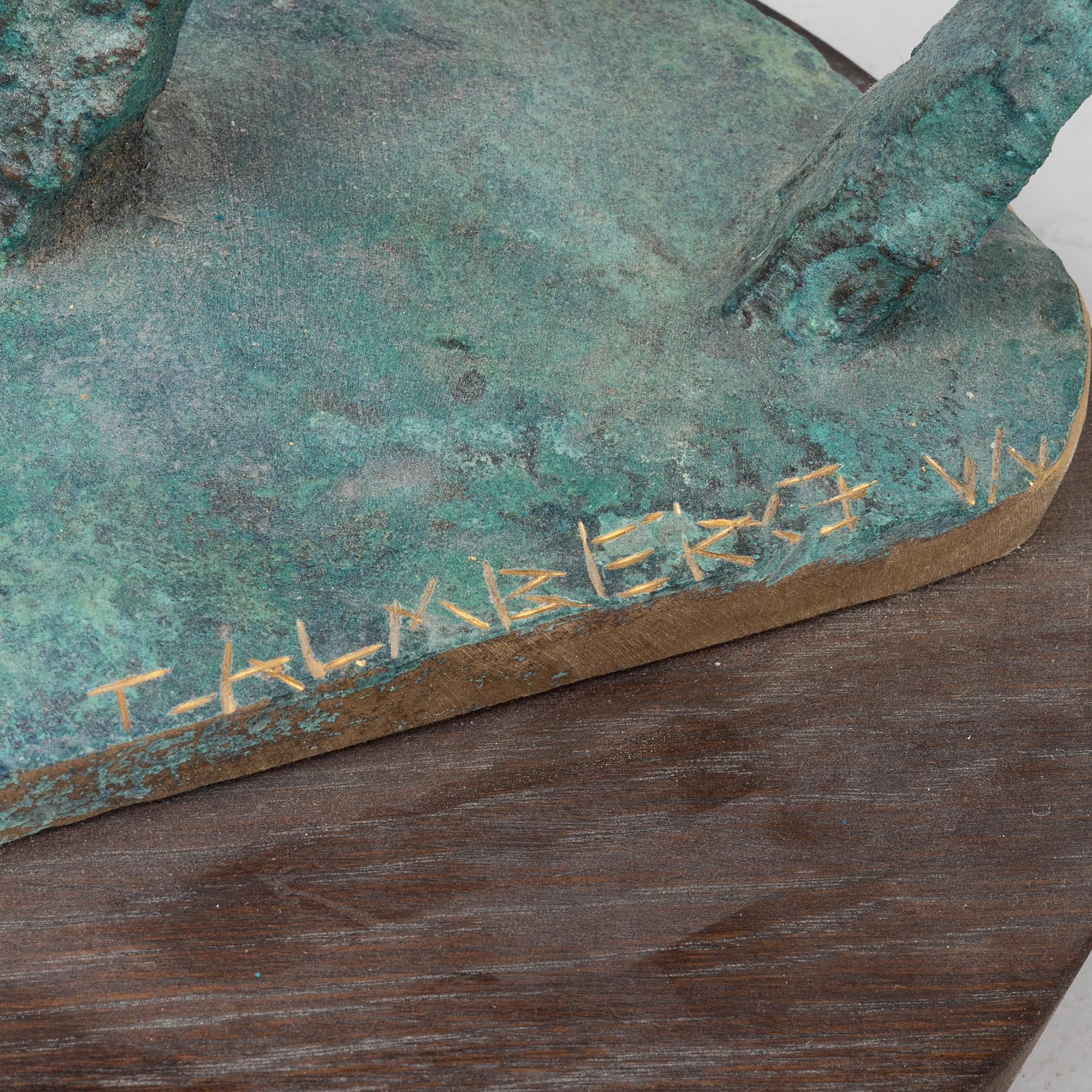 Tomas Almberg, two sculptures, Signed. Numbered. Patinated and painted bronze.