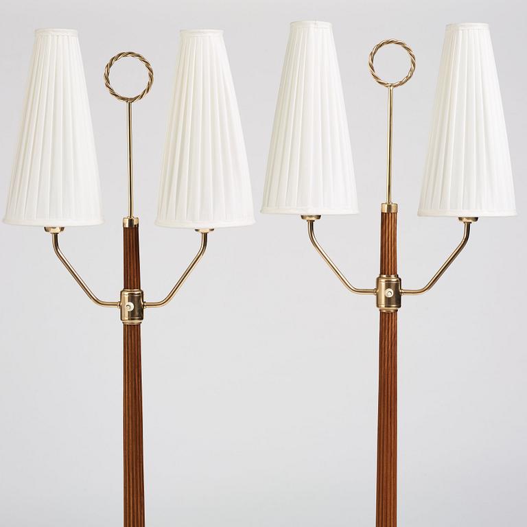 Hans Bergström, a pair of floor lamps, model "567", Ateljé Lyktan, Åhus, Sweden 1940-50's.