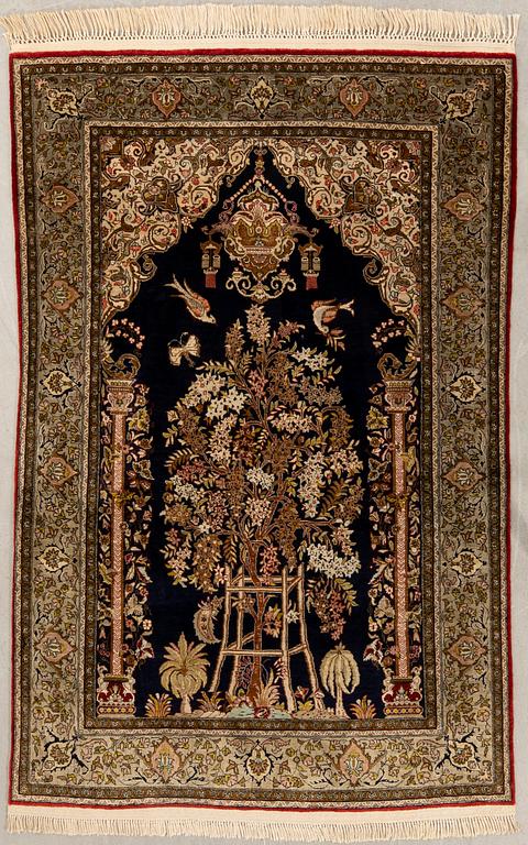 Rug, Ghom semi-antique silk approximately 158x104 cm.